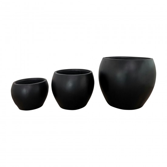 Resin, S/3 11/14/20"d Nested Planters, Black