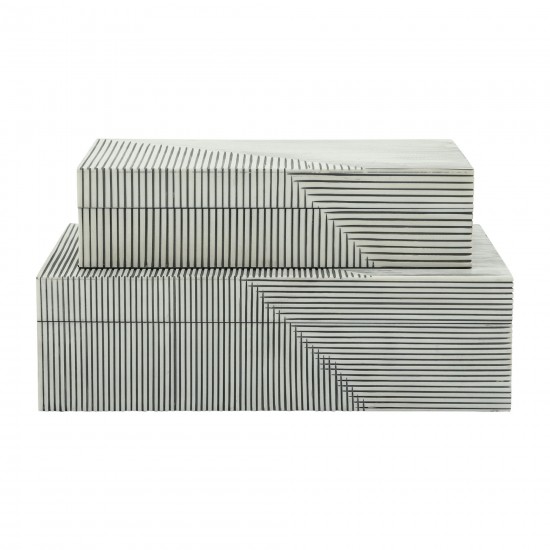 Resin S/2 Ridged Boxes, White