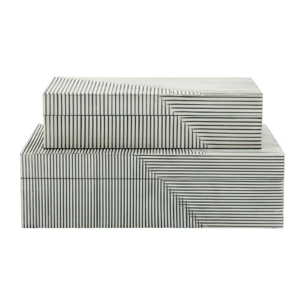 Resin S/2 Ridged Boxes, White