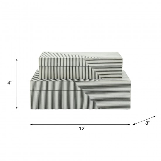 Resin S/2 Ridged Boxes, White