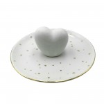 6" Trinket Heart Tray, White