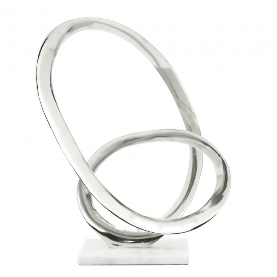 Metal 16"h Loop W/ Marble Base, Silver