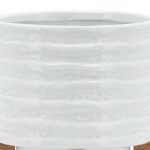 Ceramic 5" Planter On Stand, White Stripe