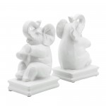 cer, S/2 7" Elephant Bookends, White