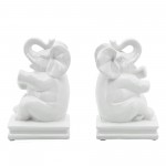 cer, S/2 7" Elephant Bookends, White