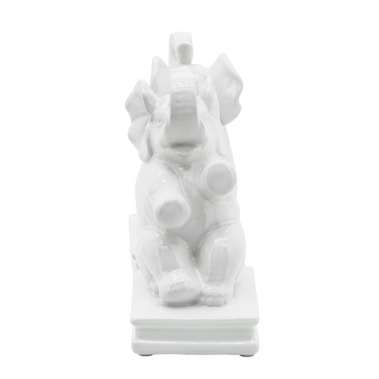 cer, S/2 7" Elephant Bookends, White