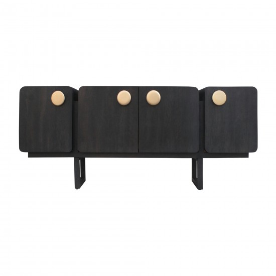Wood, 70"l Modern Sideboard, Black