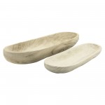 S/2 18/24" Wood Decor Plates, Natural