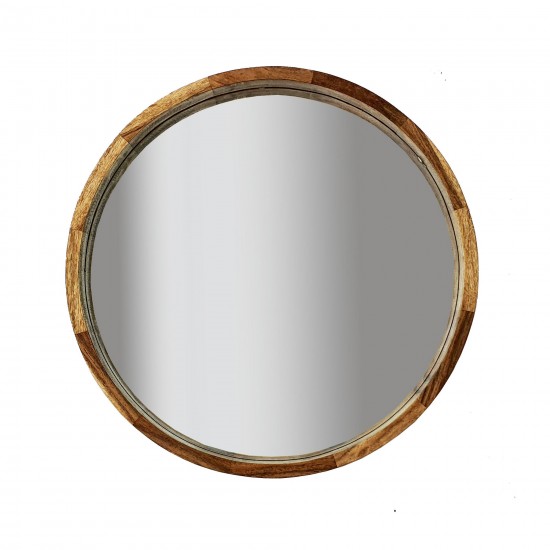 24" Round Mirror, Brown