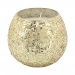 Candle On Gold Crackled Glass 11oz