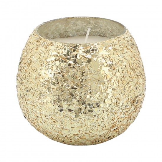 Candle On Gold Crackled Glass 11oz