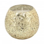 Candle On Gold Crackled Glass 11oz