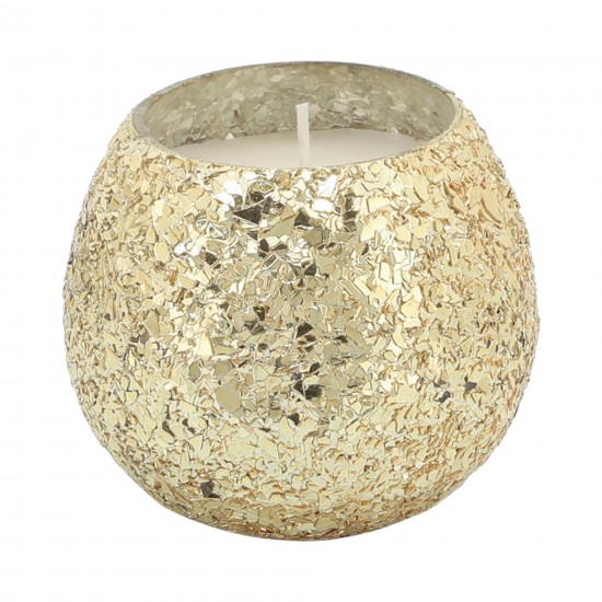 Candle On Gold Crackled Glass 11oz