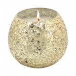 Candle On Gold Crackled Glass 11oz