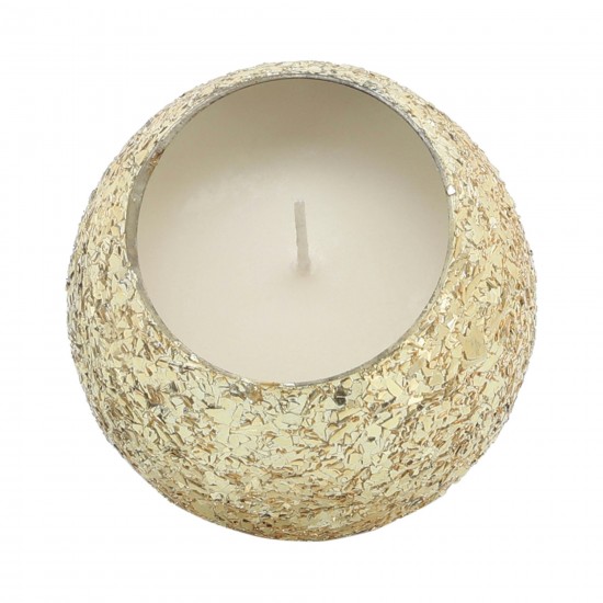 Candle On Gold Crackled Glass 11oz