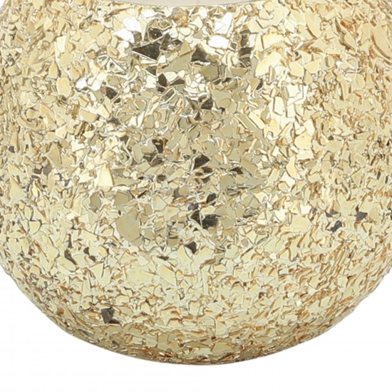 Candle On Gold Crackled Glass 11oz