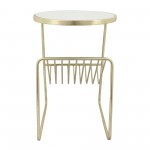 Metal, 26"h Mirrored Side Table/rack, Gold