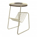 Metal, 26"h Mirrored Side Table/rack, Gold