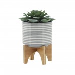 Ceramic 5" Planter On Stand, Gray