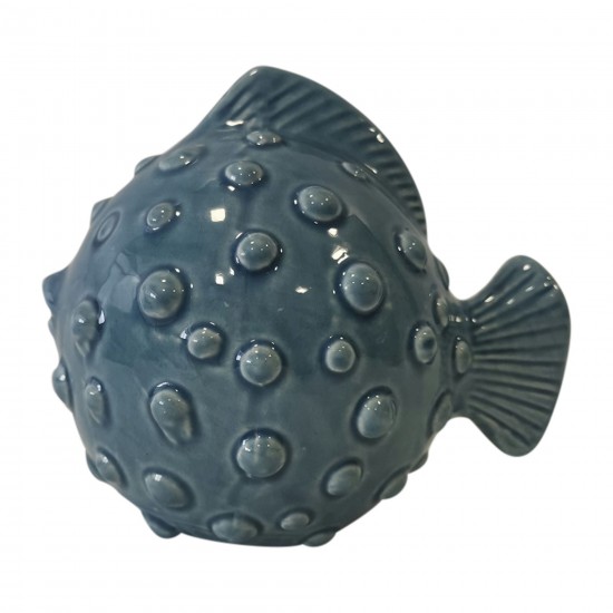 Cer, 8" Puffer Fish, Blue