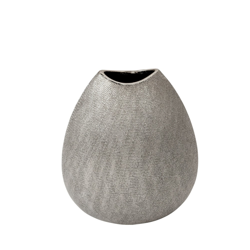 Ceramic 11" Vase, Silver