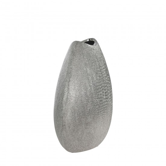 Ceramic 11" Vase, Silver
