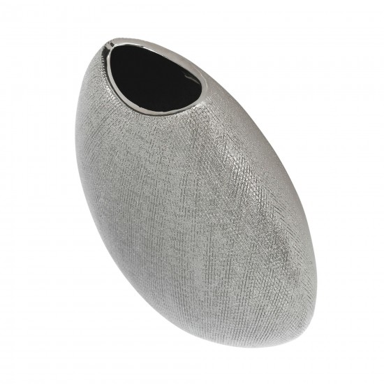 Ceramic 11" Vase, Silver