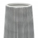 Cer,10"h Ridged Vase, Ivory