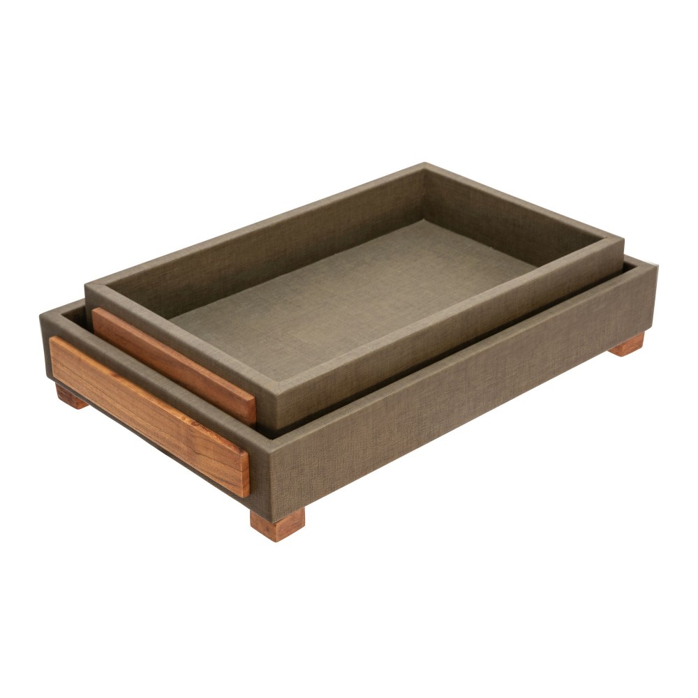 S/2 Wood 16/18" Tray W/ Legs, Green S/2 Wood 16/18" Tray W/ Legs, Green
