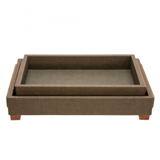 S/2 Wood 16/18" Tray W/ Legs, Green