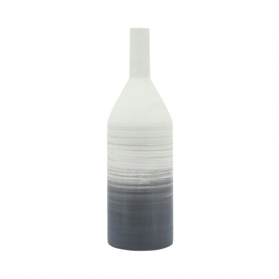 Cer, 20"h Matte 2 Tone Bottle Vase, Gray