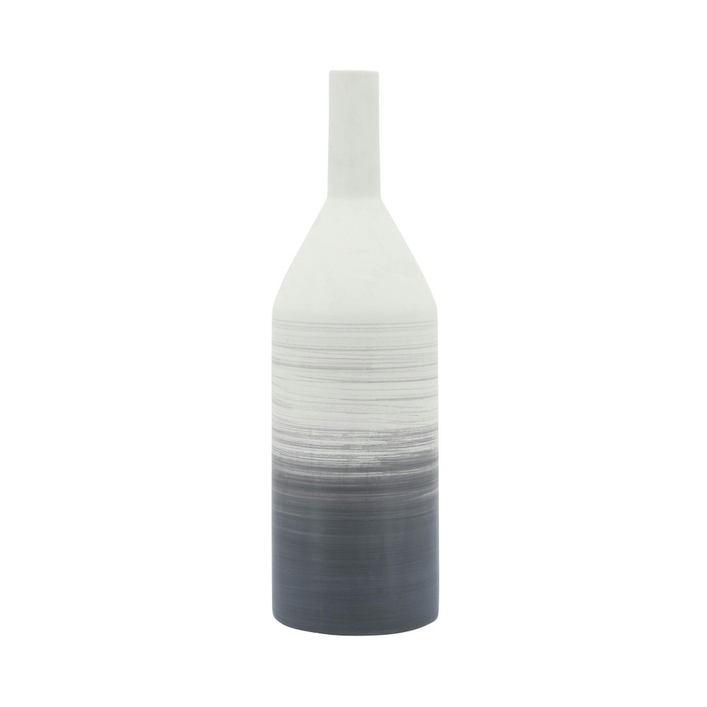 Cer, 20"h Matte 2 Tone Bottle Vase, Gray