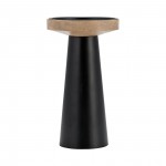 Wood, 9" Flat Candle Holder Stand, Black/natural