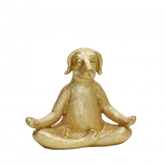 Polyresin 7" Yoga Dog, Gold