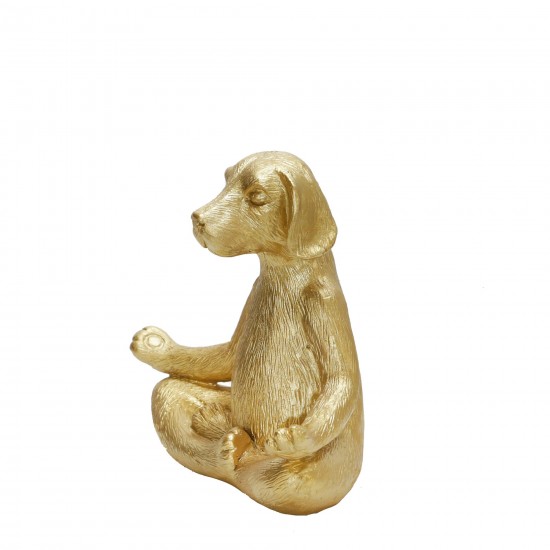 Polyresin 7" Yoga Dog, Gold