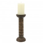 Wood, 12"h Hammered Candle Holder, Brown