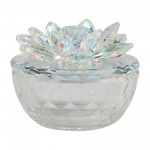 Glass Trinket Box Clear W/rainbow