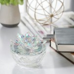 Glass Trinket Box Clear W/rainbow