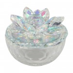 Glass Trinket Box Clear W/rainbow