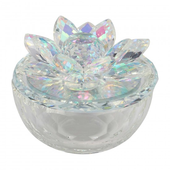 Glass Trinket Box Clear W/rainbow