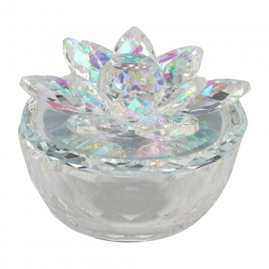 Glass Trinket Box Clear W/rainbow