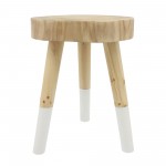 Wooden 24" Accent Table W/ Dipped Legs, Tan/wht