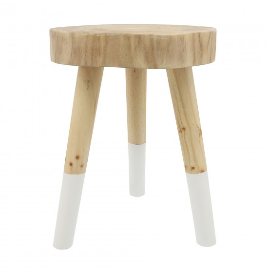 Wooden 24" Accent Table W/ Dipped Legs, Tan/wht