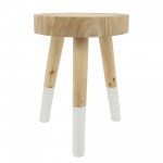 Wooden 24" Accent Table W/ Dipped Legs, Tan/wht