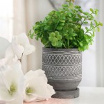 5 " Diamond Pattern Planter W/saucer, Gray