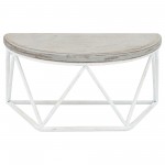 Wood/metal 12"l Demilune Wall Shelf, Wht/gry