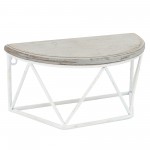 Wood/metal 12"l Demilune Wall Shelf, Wht/gry