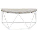 Wood/metal 12"l Demilune Wall Shelf, Wht/gry