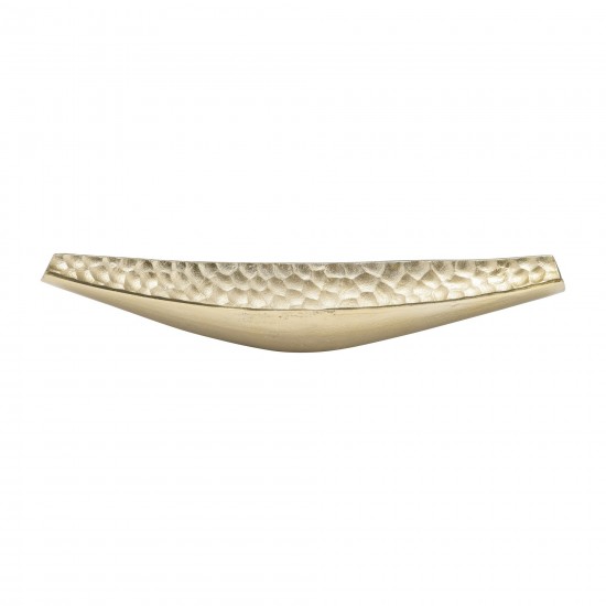 Metal, S/2 18/24",hammered Elongated Tray, Champag