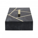 Resin, S/2 10/12" Boxes W/ Knob, Black/gold